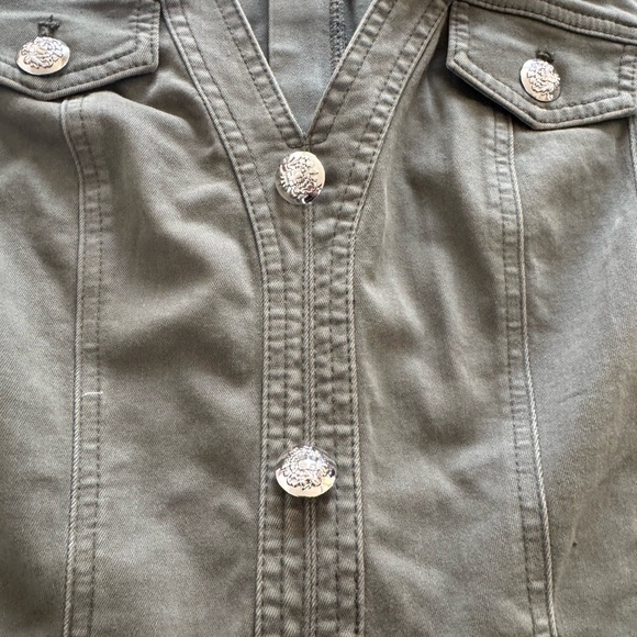 Khaki Button-Front Belted Mini Dress - Picture 5 of 12